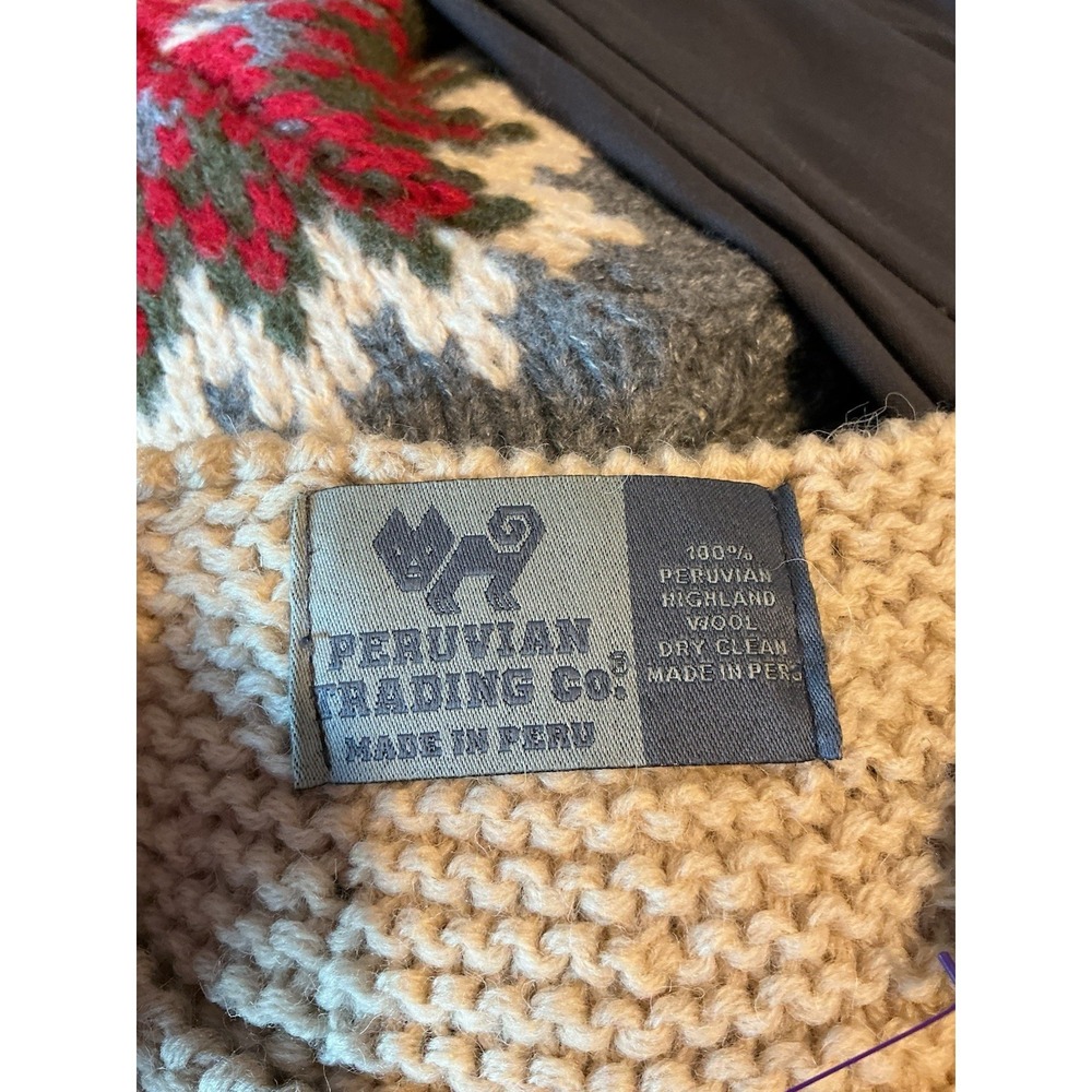 Peruvian Trading Company Fisherman's Wool Knobby Knit Sweater Oatmea/Cream M - Picture 3 of 3